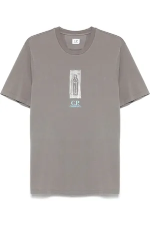 C.P. Company Top, Herre, Grå, XL, 24/1 Jersey T-shirt med logo foran og bagpå