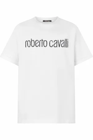 Roberto Cavalli Top, Herre, Hvid, S, Bomuld, Vintage Logo Bomuld Crew Neck T-Shirt