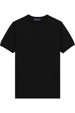 Brooks Brothers Strik, Herre, Sort, XL, Bomuld, Sort Mako Bomulds Kortærmet Sweater