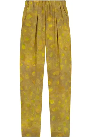 Cortana Bukser, Dame, Gul, L, Uld, Silk Lime Print Pants