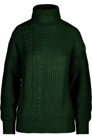 Bomboogie Strik, Dame, Grøn, XS, Uld, Kabelstrikket rullekrave sweater