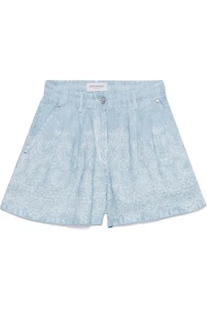 ERMANNO SCERVINO Shorts, Dame, Blå, XS, Denim, Lyseblå plisserede shorts