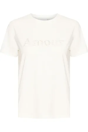 Ichi Top, Dame, Hvid, M, Bomuld, Cloud Dancer Tee Top Kort Ærme