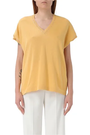 Fabiana Filippi Top, Dame, Gul, S, Bomuld, V-Neck T-Shirt