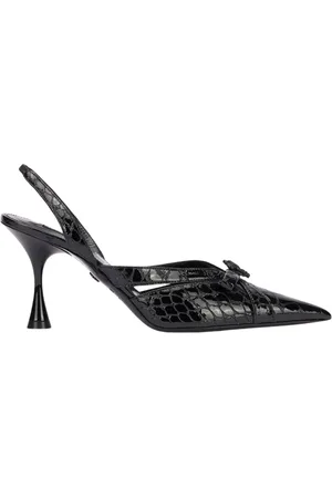 Roberto Cavalli Sko, Dame, Sort, 39 EU, Læder, Crocodile Scale Slingbacks