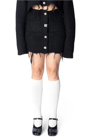 Vetements Nederdel, Dame, Sort, S, Uld, Sort Multiknap Cardigan Mini Nederdel