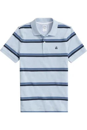 Brooks Brothers Top, Herre, Blå, 2XL, Bomuld, Lyseblå Stribet Golden Fleece Bomuldspolo