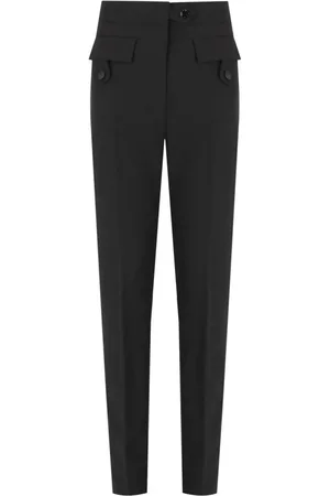 Ganni Bukser, Dame, Sort, S, Polyester, Sort Twill Bukser med Lommer