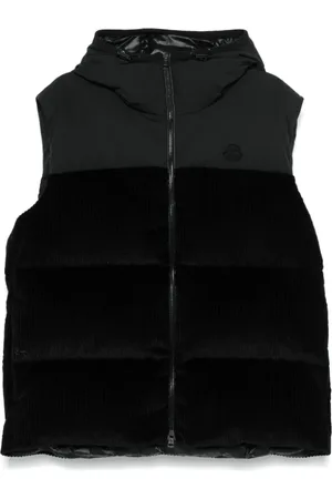 Moncler Jakke, Herre, Sort, L, Bomuld, Sort quiltet gåseduns gilet