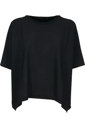 Roberto Collina Strik, Dame, Sort, S, Sort Sweater med Girocollo Halsudskæring