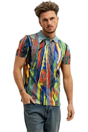 Carlo Colucci Top, Herre, Flerfarvet, L, Bomuld, Grøn Herre Polo Klassisk Stil