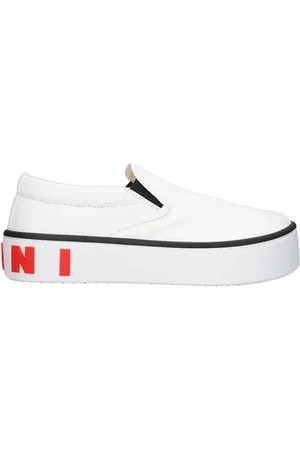 Marni Sko, Herre, Hvid, 44 EU, Bomuld, Slip-On Sneakers med Maxi Logo bagpå