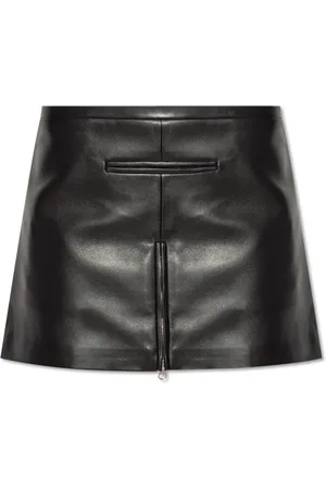 Courrèges Nederdel, Dame, Sort, M, Læder, Skræddersyet Vintage Læder Mini Nederdel