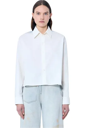 Maison Margiela Bluser & Skjorter, Dame, Hvid, XS, Bomuld, Contrast Panel Skjorte