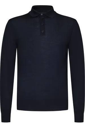 Emporio Armani Top, Herre, Blå, 2XL, Uld, Blå uldsweater med ørnebroderi