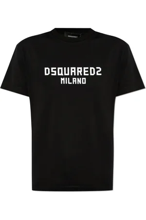 Dsquared2 Top, Dame, Sort, M, Bomuld, T-shirt med Velvet-Finish Logo