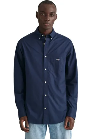 GANT Skjorte, Herre, Blå, 4XL, Regular Fit Poplin Skjorte