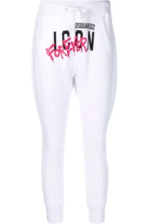 Dsquared2 Bukser, Dame, Hvid, S, Uld, Komfortable og stilfulde sweatpants med ikonisk logo