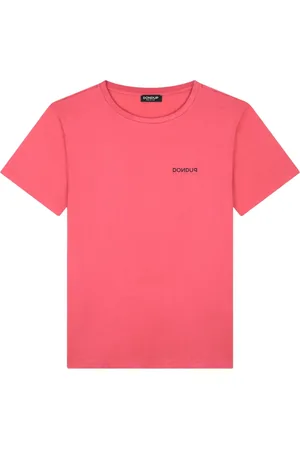 Dondup Top, Herre, Rød, S, Bomuld, Koralfarvet T-shirt med trykt logo