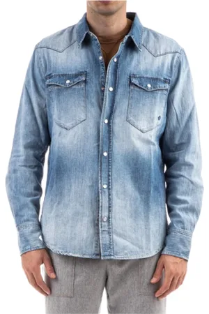 ELEVENTY Skjorte, Herre, Blå, L, Denim, Texan Style Denim Skjorte