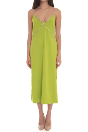 Liu Jo Kjole, Dame, Grøn, S, Polyester, Midi Kjole