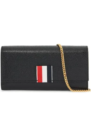 Thom Browne Tilbehør, Dame, Sort, ONE SIZE, Uld, Kæde Wallet med RWB Detalje