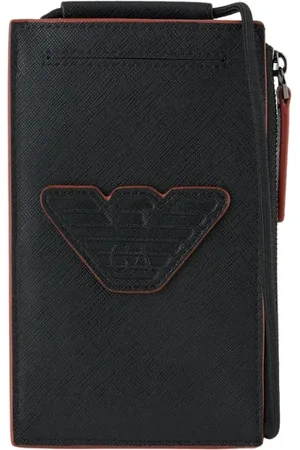 Emporio Armani Tilbehør, Herre, Sort, ONE SIZE, Uld, Sort | Orange Detalje Tegnebog