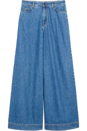 Max Mara Jeans, Dame, Blå, M, Denim, Blå Denim Kjole med Bred Silhuet og Bælte