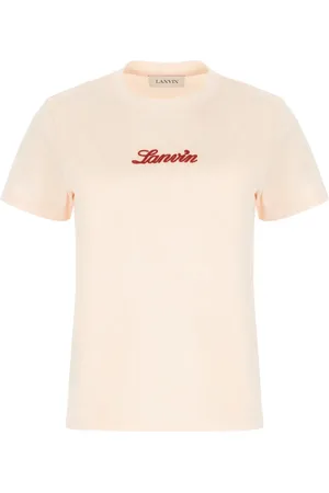 Lanvin Top, Dame, Lyserød, L, Bomuld, Broderet Script Logo T-shirt