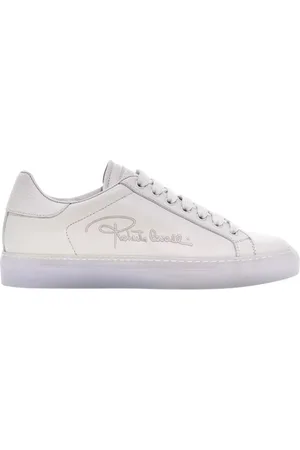 Roberto Cavalli Sko, Dame, Hvid, 40 EU, Læder, Hvide signatur sneakers lavet i Italien