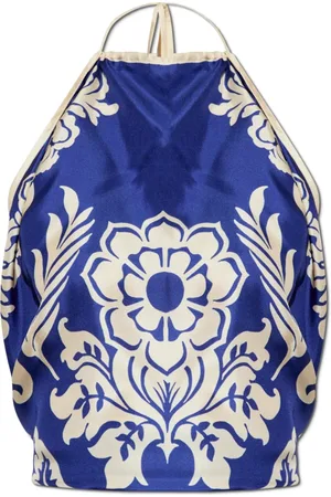 Etro Top, Dame, Blå, ONE SIZE, Uld, Silketop med åben ryg