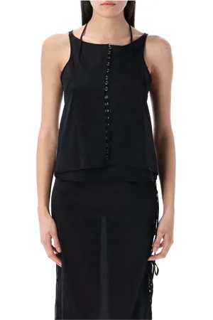 Low Classic Top, Dame, Sort, M, Nylon, Sort Gennemsigtig Knappeløkke Top