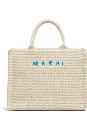 Marni Taske, Herre, , ONE SIZE, Uld, Raphia Skuldertaske med Aftagelig Rem