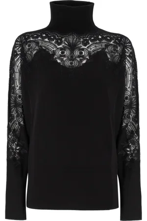 ERMANNO SCERVINO Strik, Dame, Sort, S, Uld, Lace Applique Turtleneck Jumper