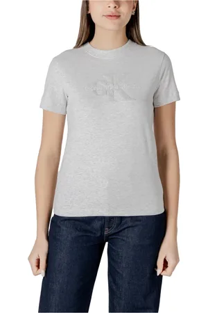Calvin Klein Top, Dame, Grå, XS, Bomuld, Grå Bomuldst-shirt til kvinder