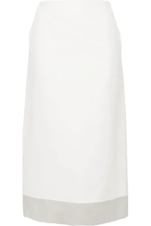 Sportmax Nederdel, Dame, Hvid, 2XS, Bomuld, Hvid Silkeblanding Pencil Skirt