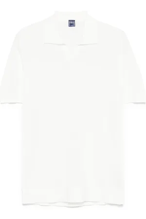 FEDELI Top, Herre, Hvid, L, Bomuld, Bomuldsstrikket Polo Shirt