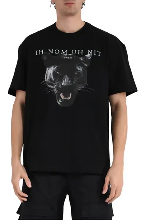 Ih Nom Uh Nit Top, Herre, Sort, S, Bomuld, Panter Print Bomuld T-shirt