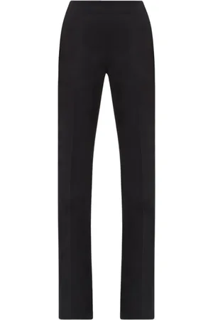 Salvatore Ferragamo Bukser, Dame, Sort, S, Bomuld, Sort strikkede bukser med bronzedetaljer