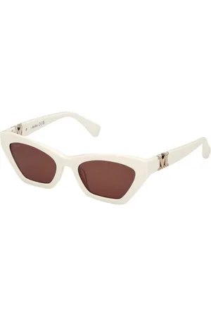 Max Mara Tilbehør, unisex, Hvid, 52 MM, Uld, Hvide Brune Solbriller