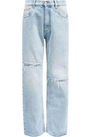Maison Margiela Jeans, Dame, Blå, W28, Denim, Clear Distressed Denim Jeans