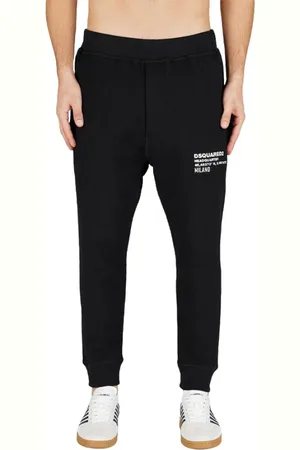 Dsquared2 Bukser, Herre, Sort, S, Bomuld, Joggingbukser med hvidt print