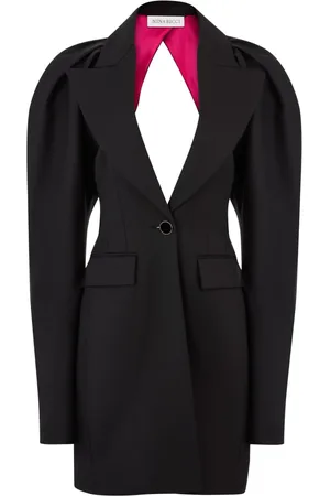 Nina Ricci Kjole, Dame, Sort, XS, Halter Cocoon-sleeve Coat