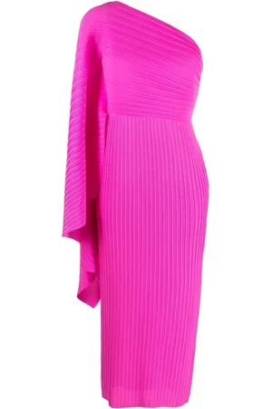 Solace Kjole, Dame, Lyserød, 2XS, Uld, Fuchsia Ribbed One-Shoulder Kjole