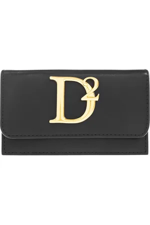 Dsquared2 Tilbehør, Dame, Sort, ONE SIZE, Uld, Kortholder med trykknaplukning