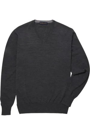 Brooks Brothers Strik, Herre, Grå, S, Uld, Merino Wool V-Neck Sweater