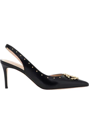 Roberto Cavalli Sko, Dame, Sort, 35 EU, Læder, Luksuriøse Læder Slingbacks