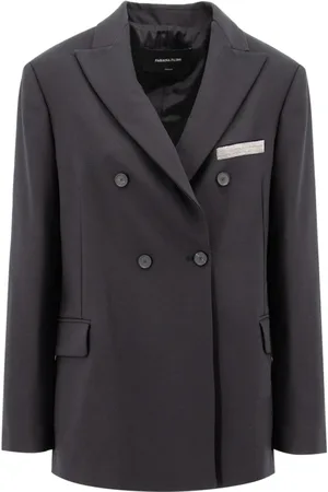 Fabiana Filippi Jakke, Dame, Sort, L, Polyester, Stretch Wool Double Breasted Blazer