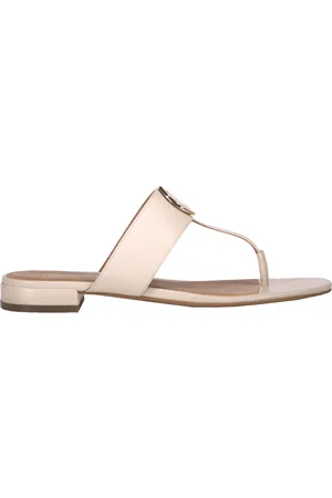 Emporio Armani Sko, Dame, , 37 1/2 EU, Læder, Læder Tåsandaler med Metalplade