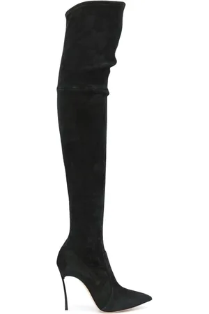 Casadei Sko, Dame, Sort, 36 EU, Suede, Blade Knæhøje Støvler